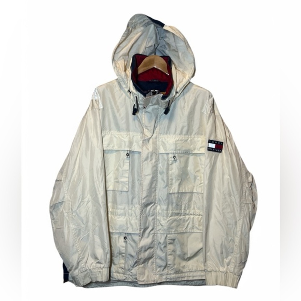 Vintage Tommy Hilfiger Sailing Jacket XL Hooded Tech Windbreaker Gorpcore 90s